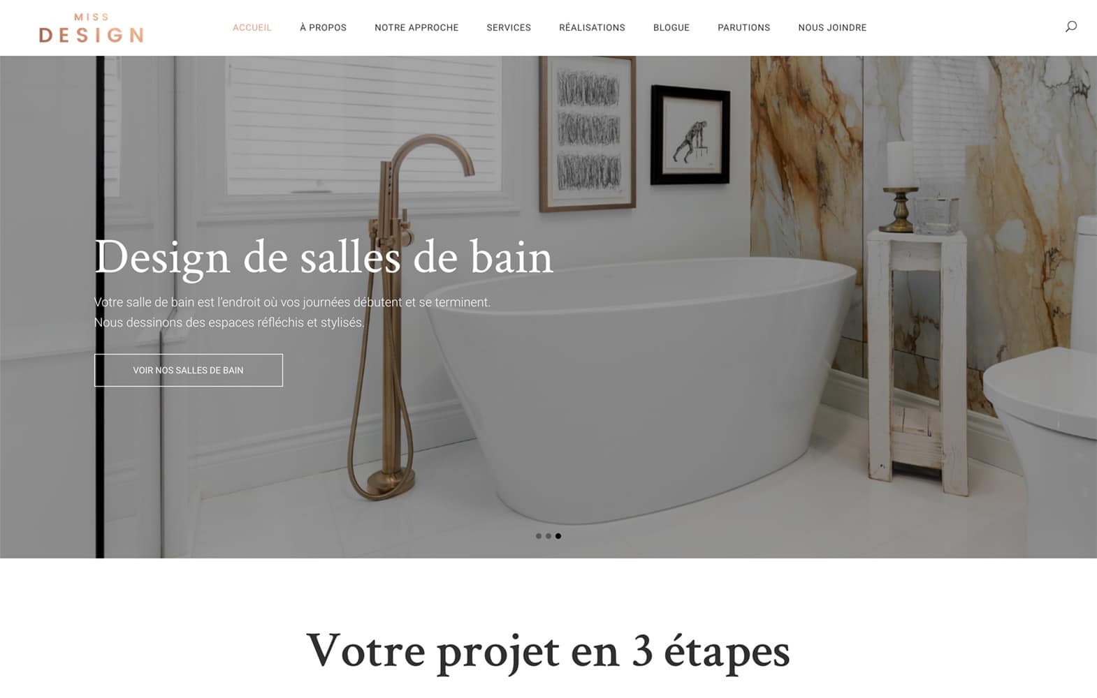 Le menu horizontal sur le site Web de Miss Design Le menu horizontal sur le site Web de Miss Design