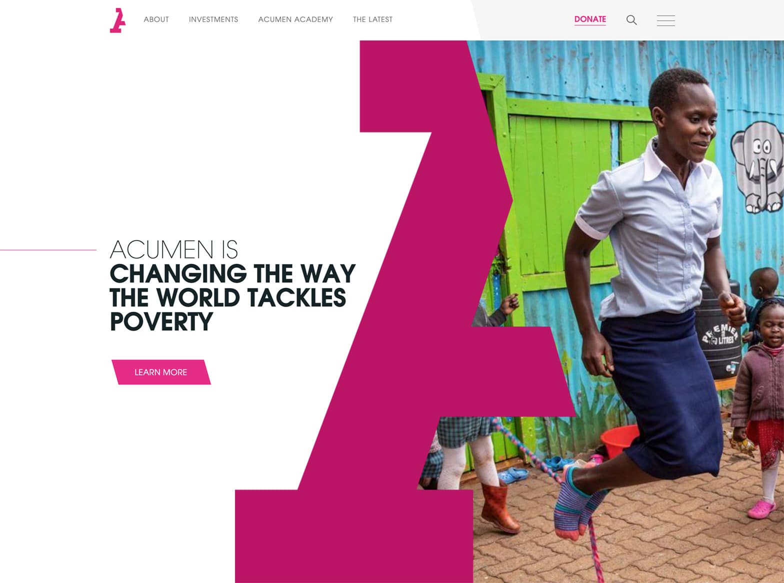 Le menu hamburger sur le site Web d'Acumen Le menu hamburger sur le site Web d'Acumen