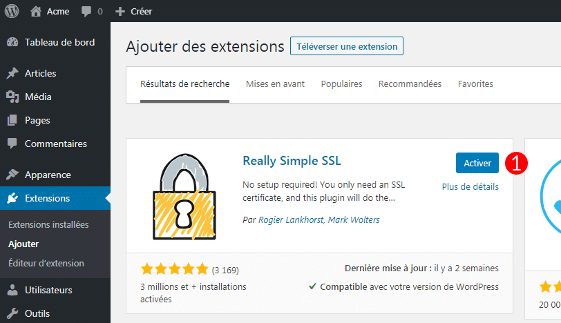 Activer Really Simple SSL